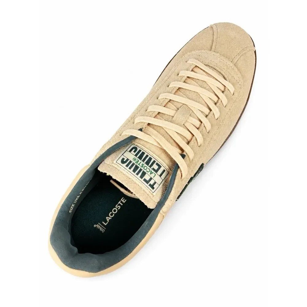 Lacoste Baseshot 125 3 SMA Men’s 9.5 Beige Suede Sneakers Gum Sole 749SMA0060AOT
